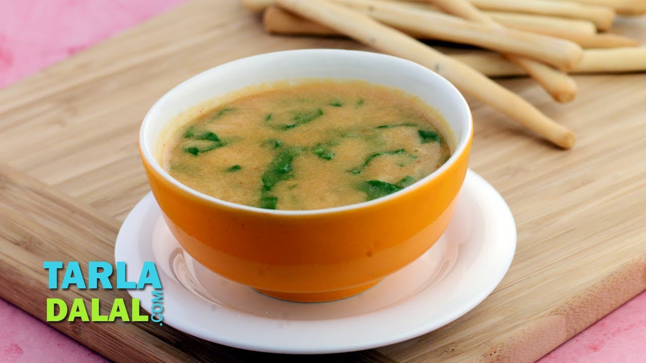 Lentil and Spinach Soup (Calcium Rich) by Tarla Dalal