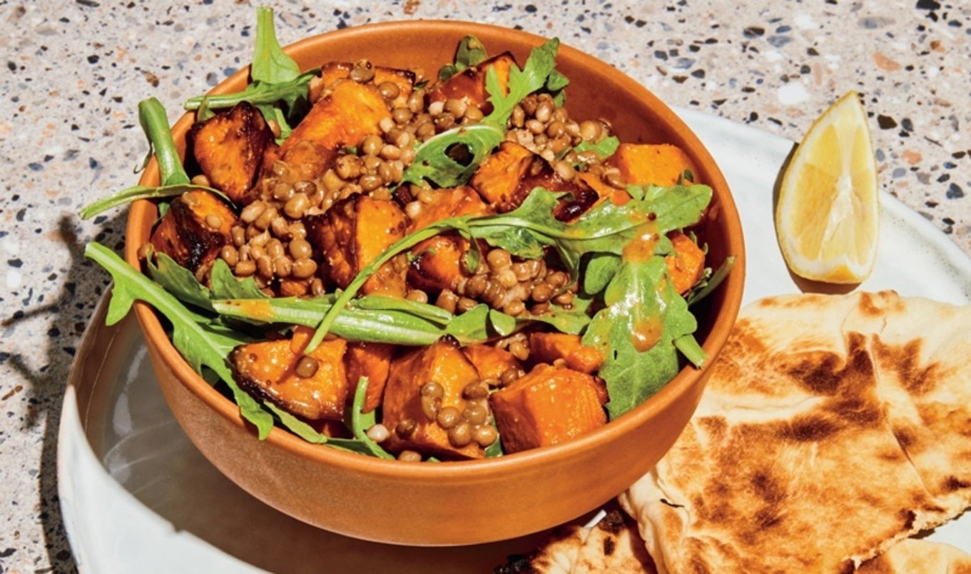 Warm Sweet Potato and Arugula Salad