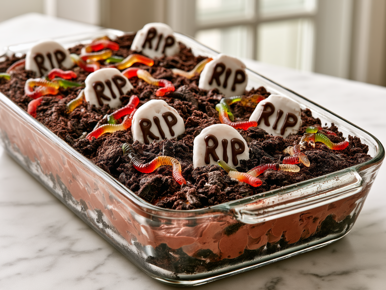 Halloween Dirt Cake with Gummy Worms Recipe