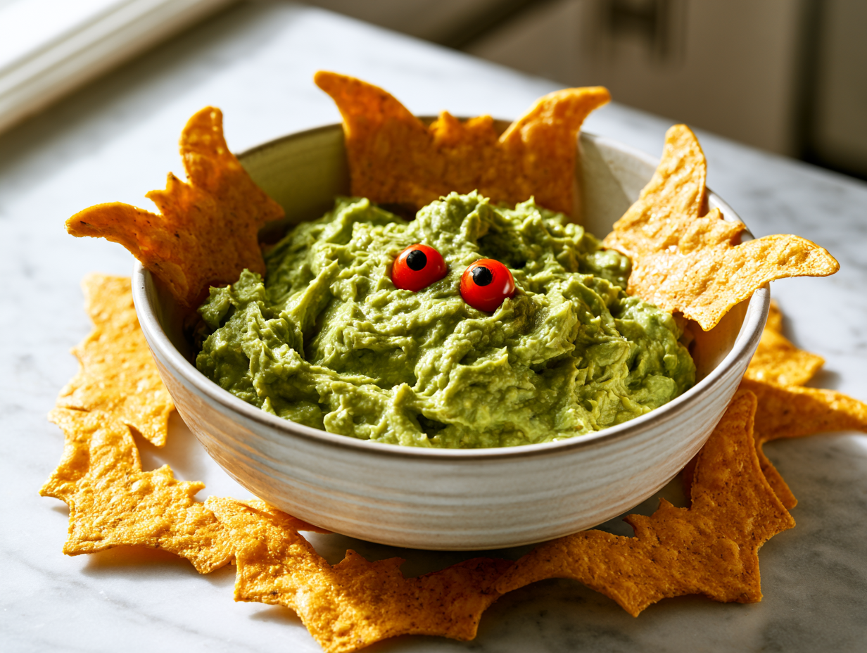Halloween Guacamole with Bats Recipe