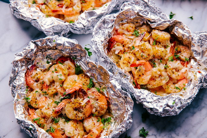 Garlic Butter Shrimp Foil Packets