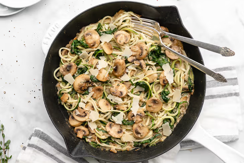 Mushroom Parmesan Zoodle Skillet