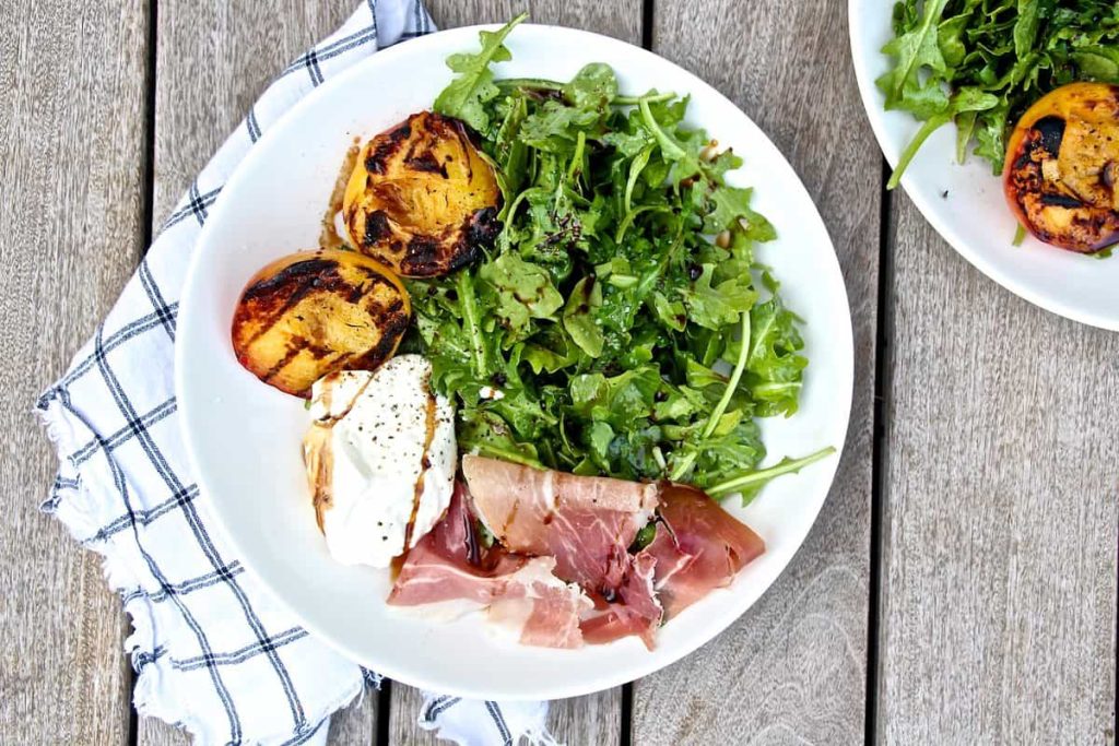 Peach Prosciutto Arugula Salad