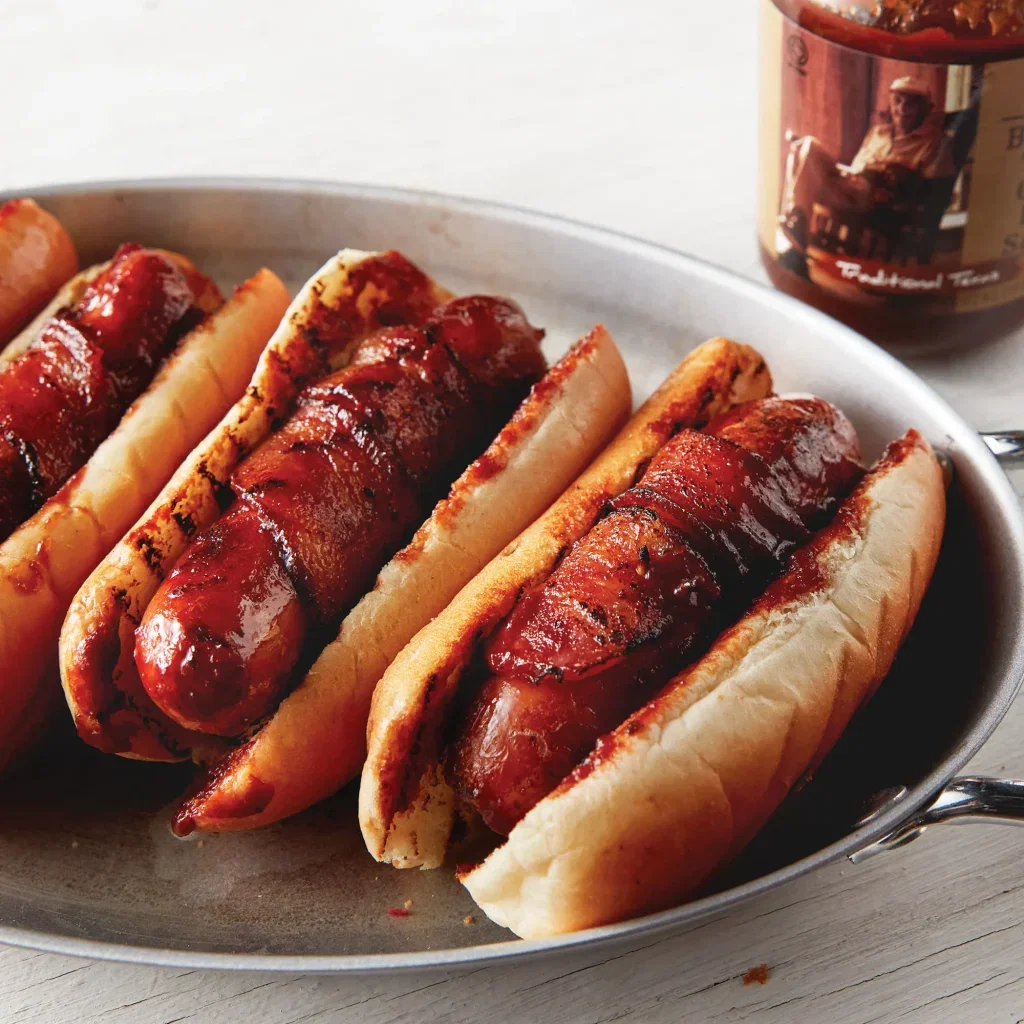 BBQ Bacon-Wrapped Sausage Dogs