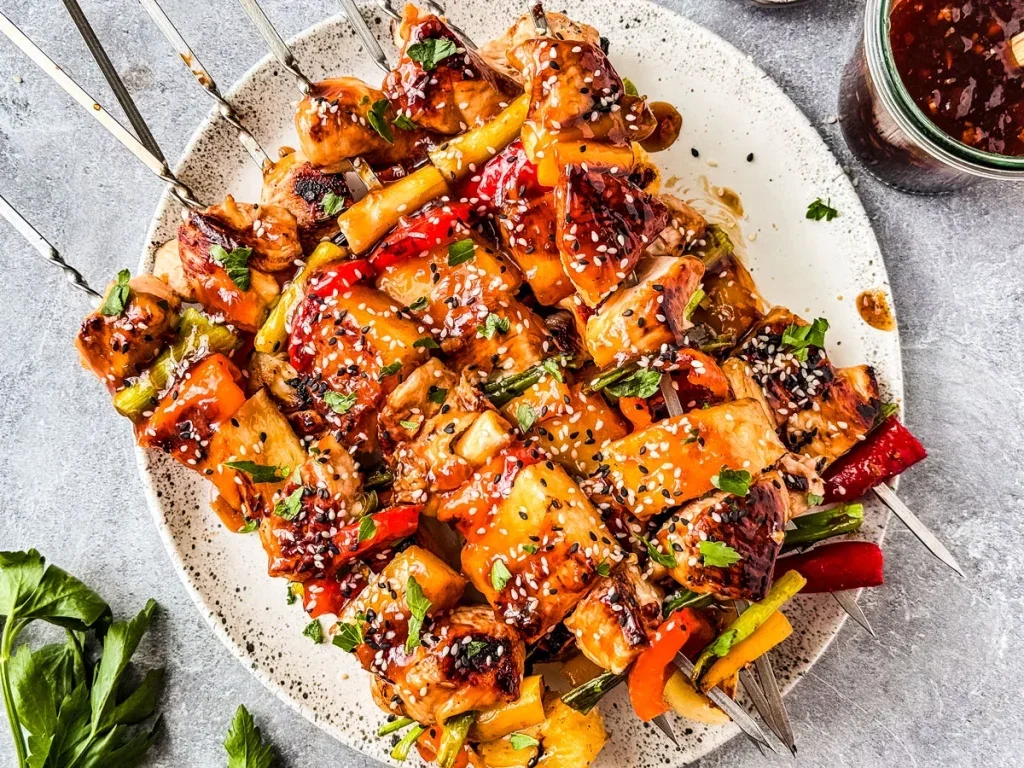 Grilled Pineapple Chicken Kabobs With Teriyaki Sauce