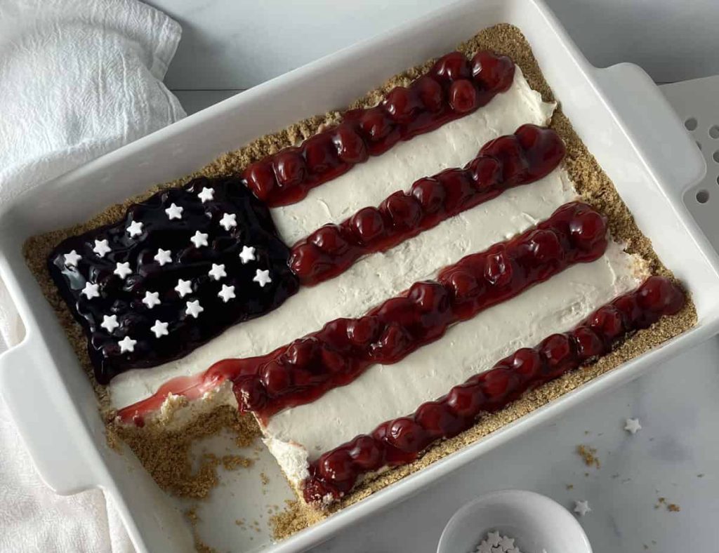 No Bake Cheesecake Flag Cake