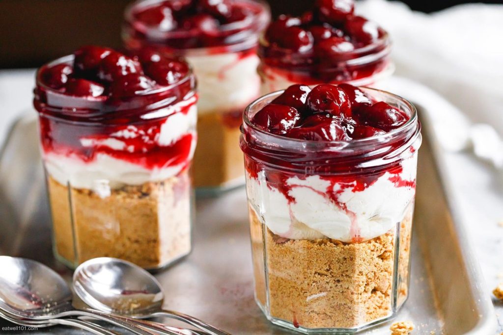 No Bake Cherry Cheesecake Jars