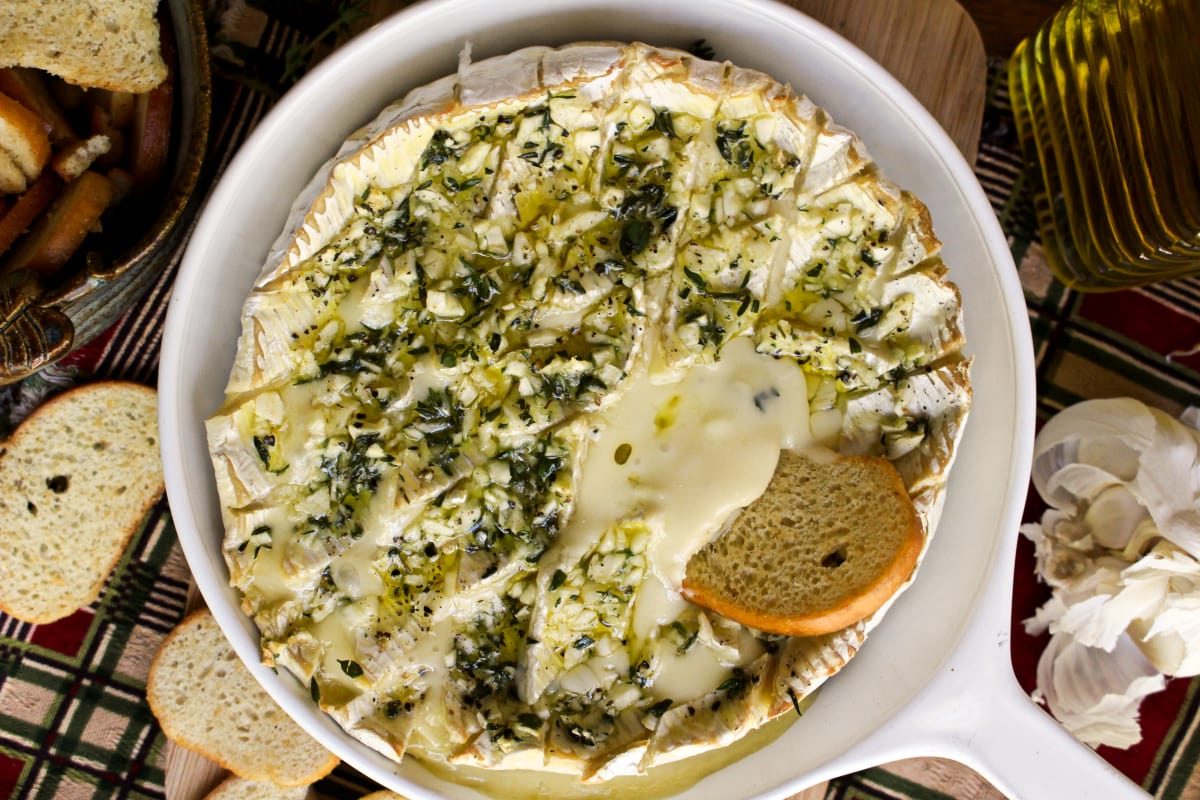 Garlic Herb Baked Brie
