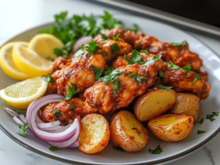 Serving the Chicken with Garnishes for Roasted