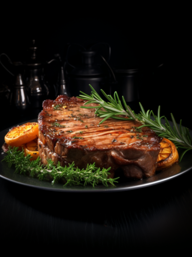 serve Pork Ribeye Roast in plate on the table