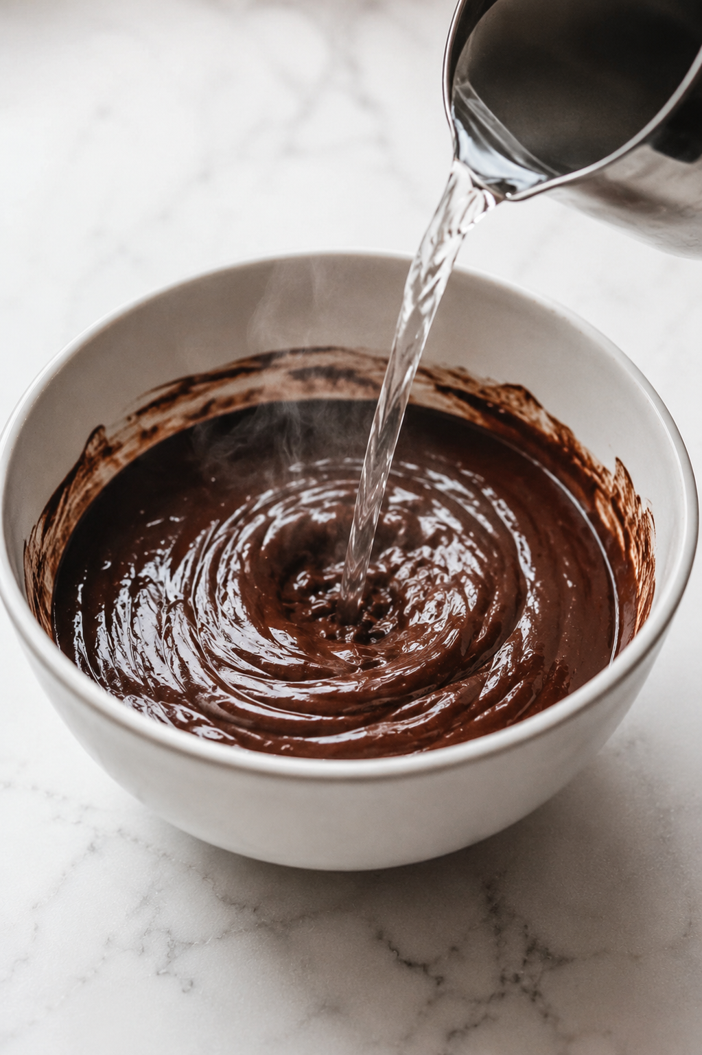 Gradually add boiling water