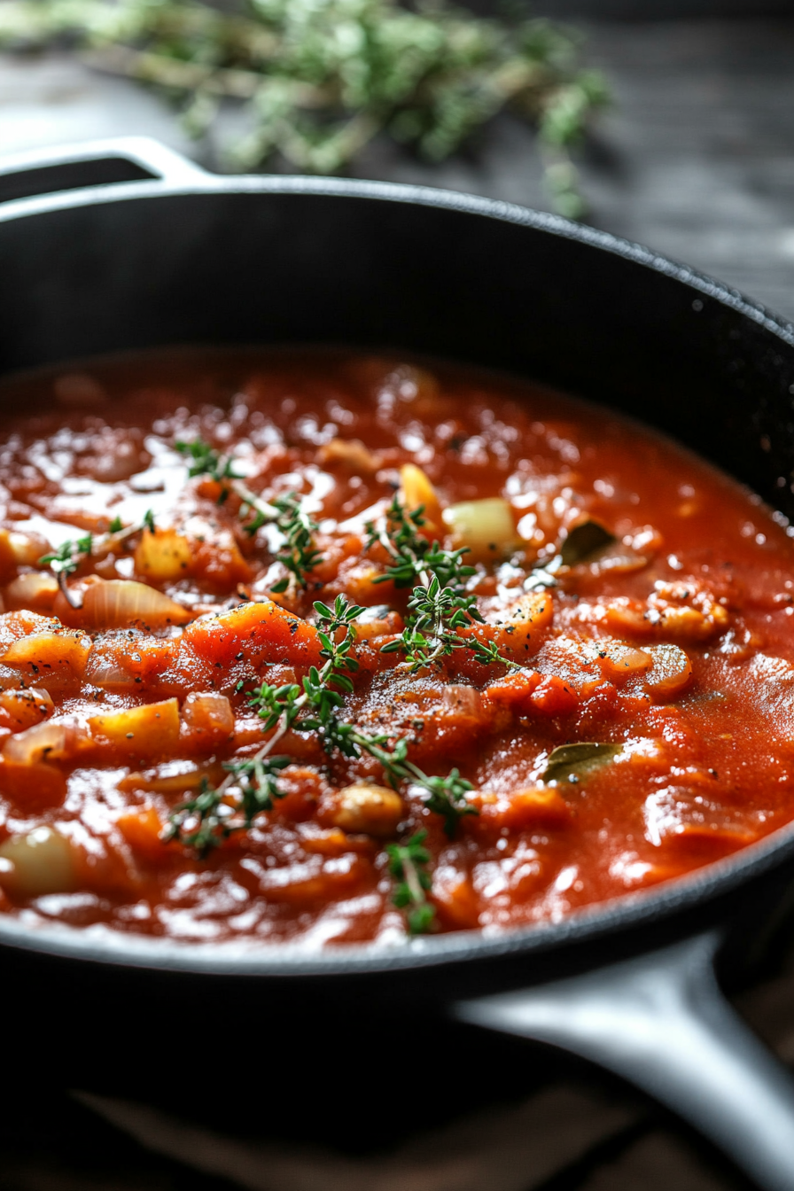 Stir in the diced tomatoes (with their juices) and chicken broth, scraping up any browned bits from the bottom of the skillet