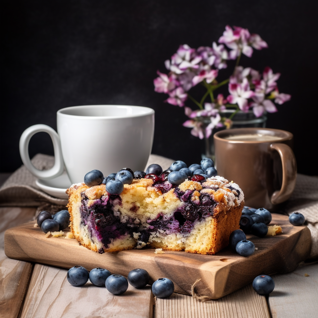 serving blueberry coffee cake