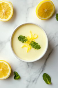 the image shows lemon panna cotta ready to serve