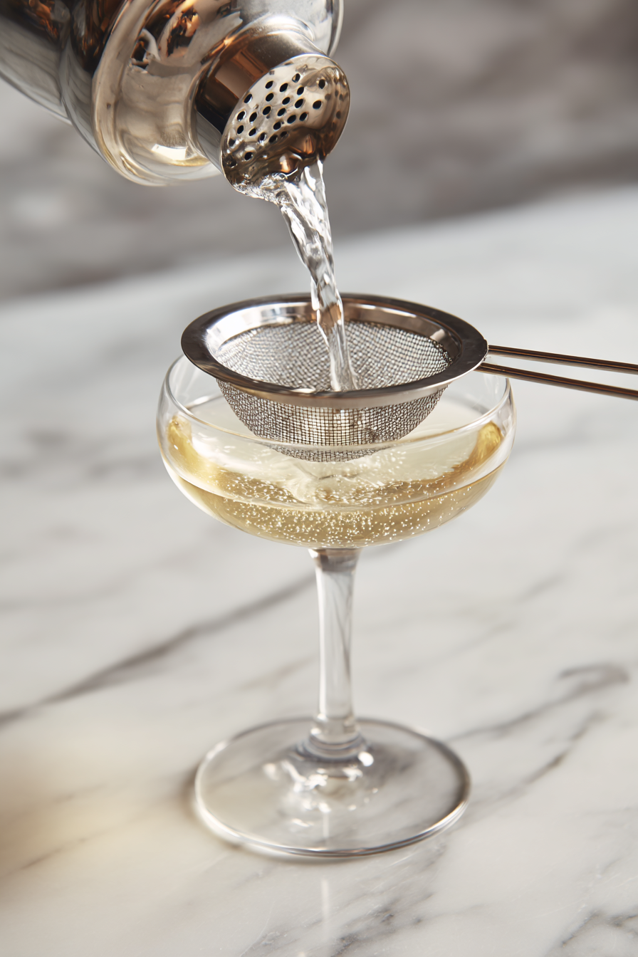 Strain: Strain the cocktail into a coupe or martini glass.