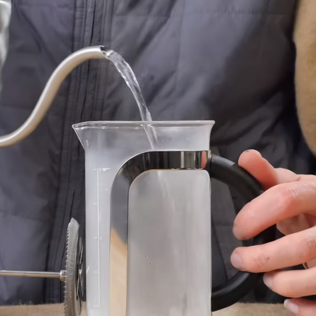 This image shows heating water for french press coffee
