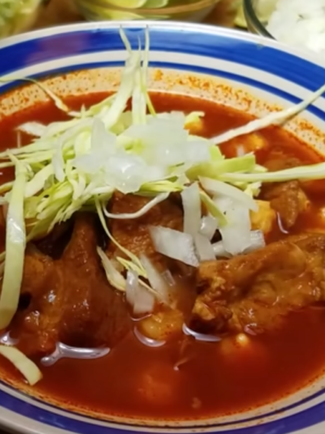 This image shows pozole served in a bowl