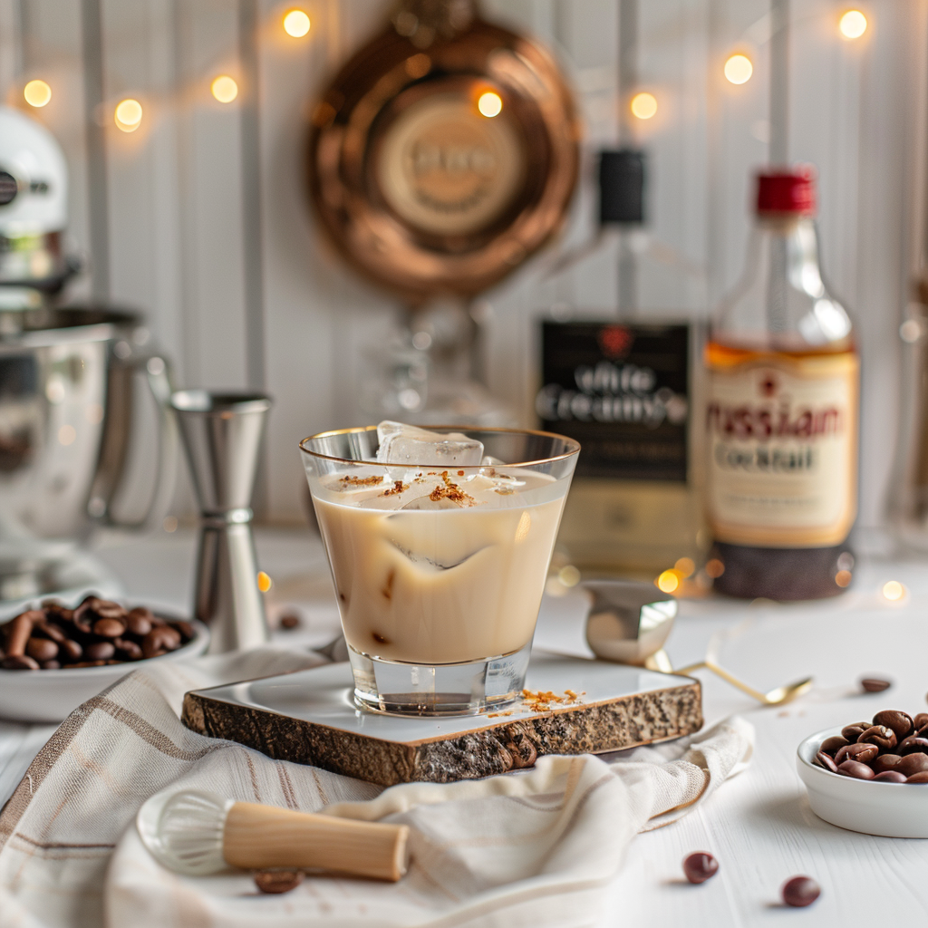 serving white russian cream cocktail recipe