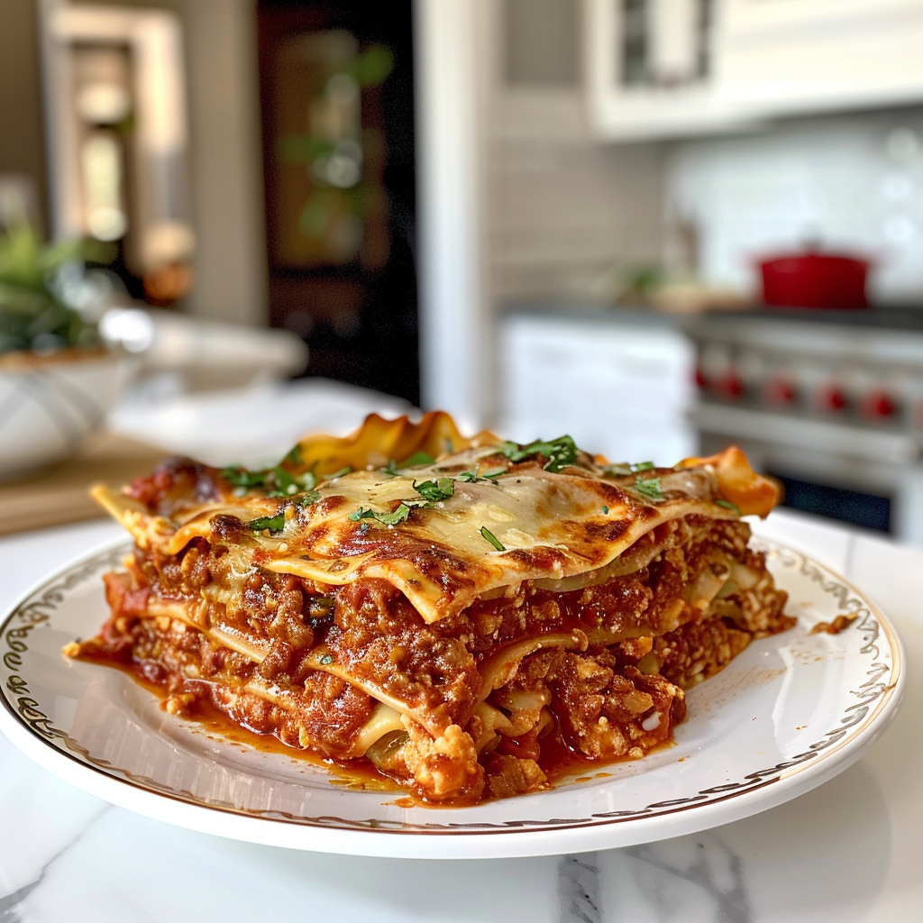 Lasagna recipe: Capture_the_Lasagna_Recipe_on_a_clean_white_wooden