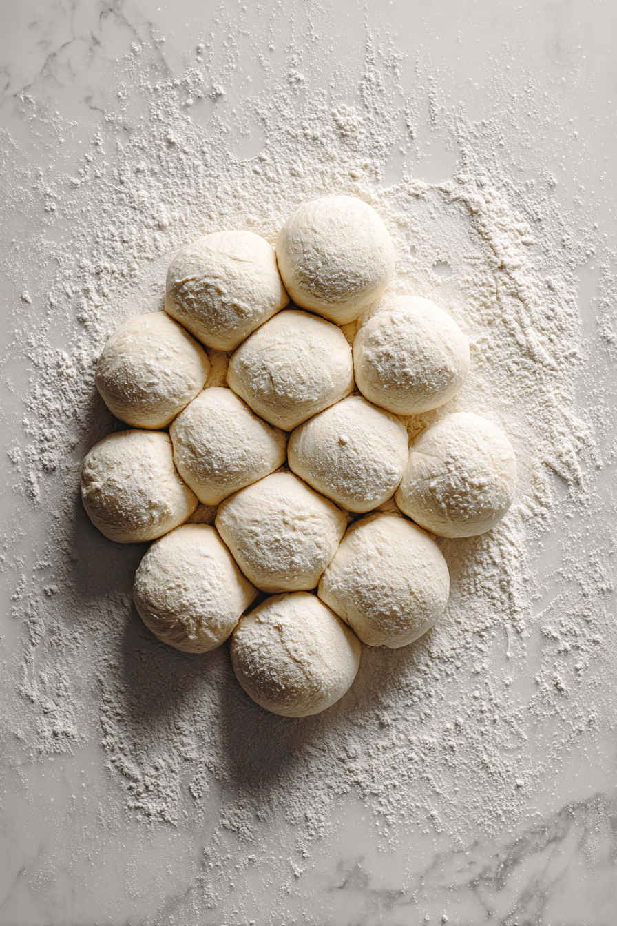 Turn dough onto a floured surface, knead briefly, and divide into 12 portions.