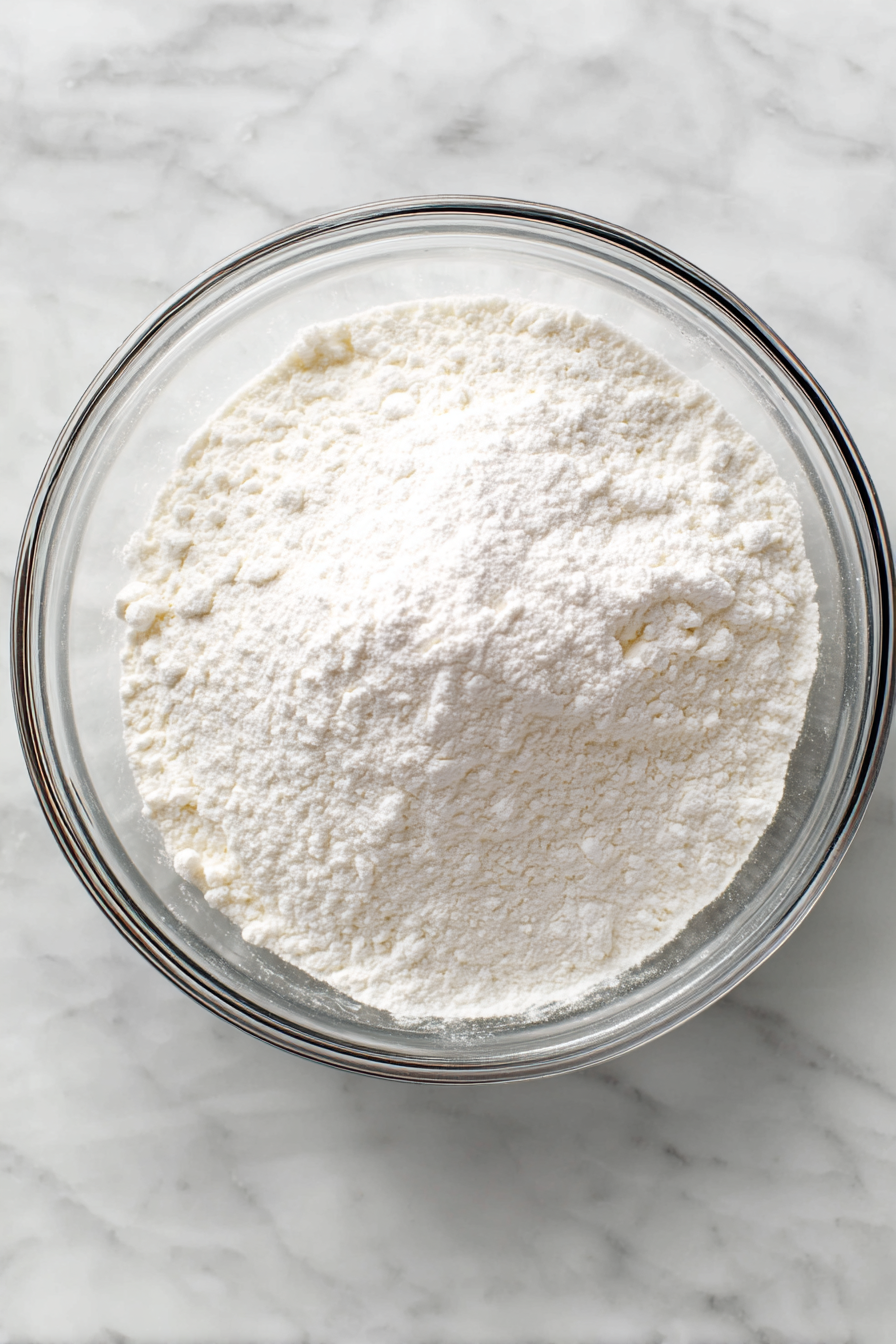 Mix flour, baking soda, and baking powder in a large bowl.