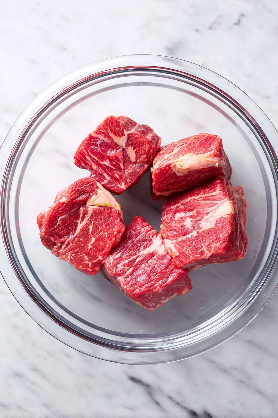 Pat beef dry and season with salt and pepper.