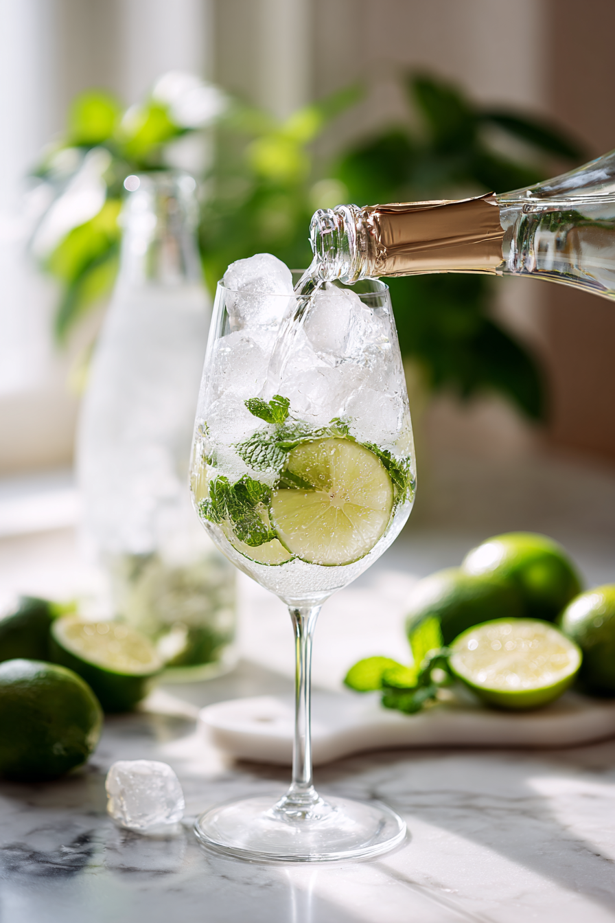 Fill a wine glass with ice cubes