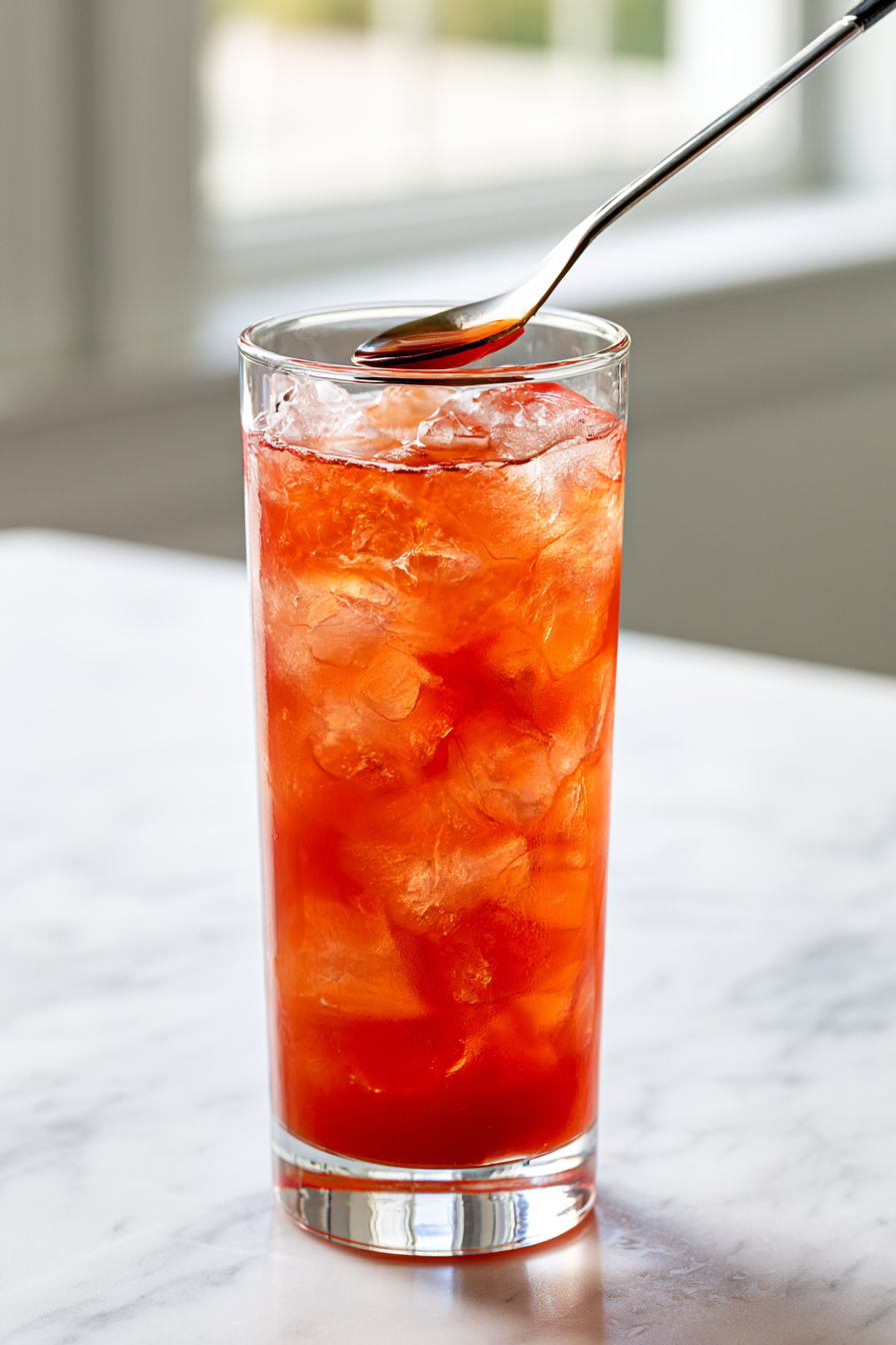 Float the 151-proof rum onto the cocktail by slowly pouring it over the back of a spoon
