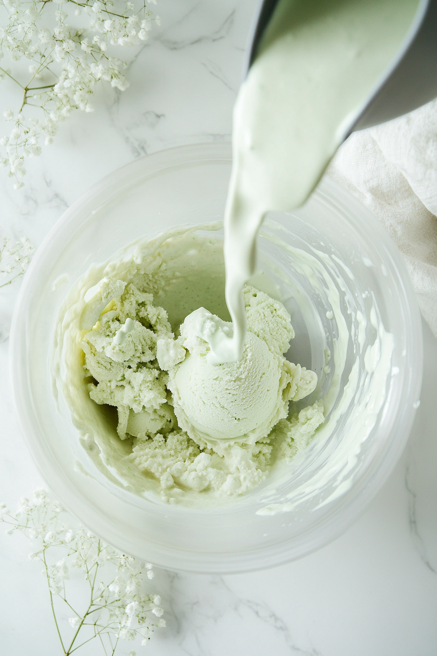 Pour the mixture into an ice cream maker.