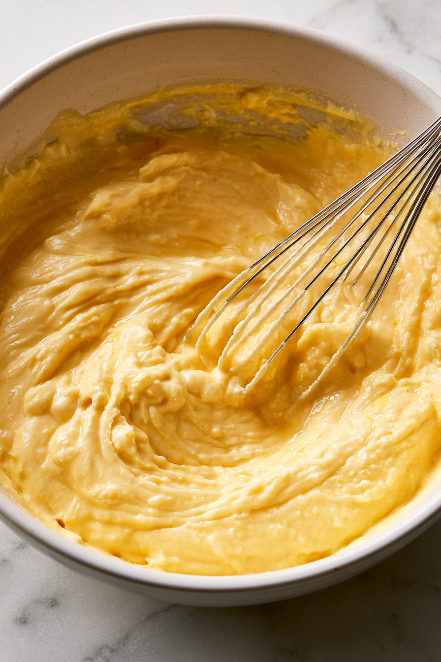 Add eggs, sour cream, and vanilla; mix until combined