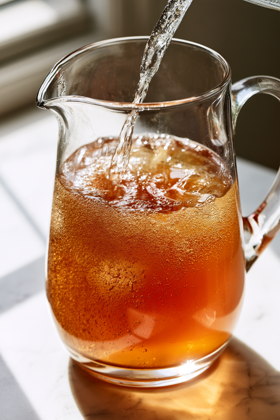 Add sparkling water or club soda just before serving