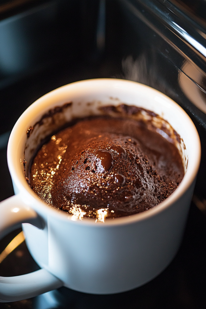 the image shows the ready to serve brownie in a mug.