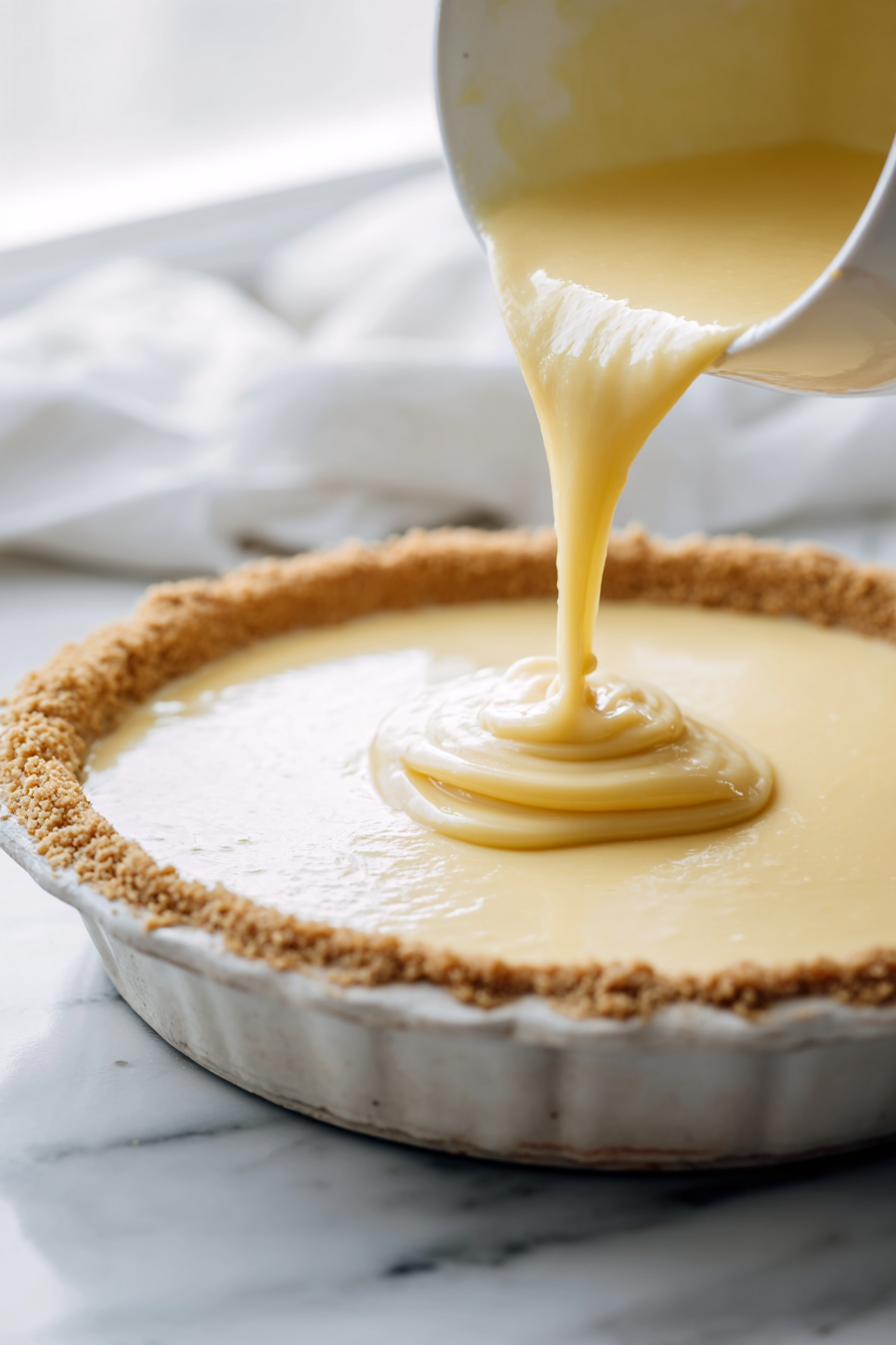 Pour the filling into a pre-made graham cracker pie crust