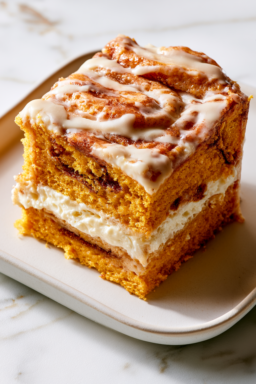 Serve Pumpkin Cinnamon Roll Cake