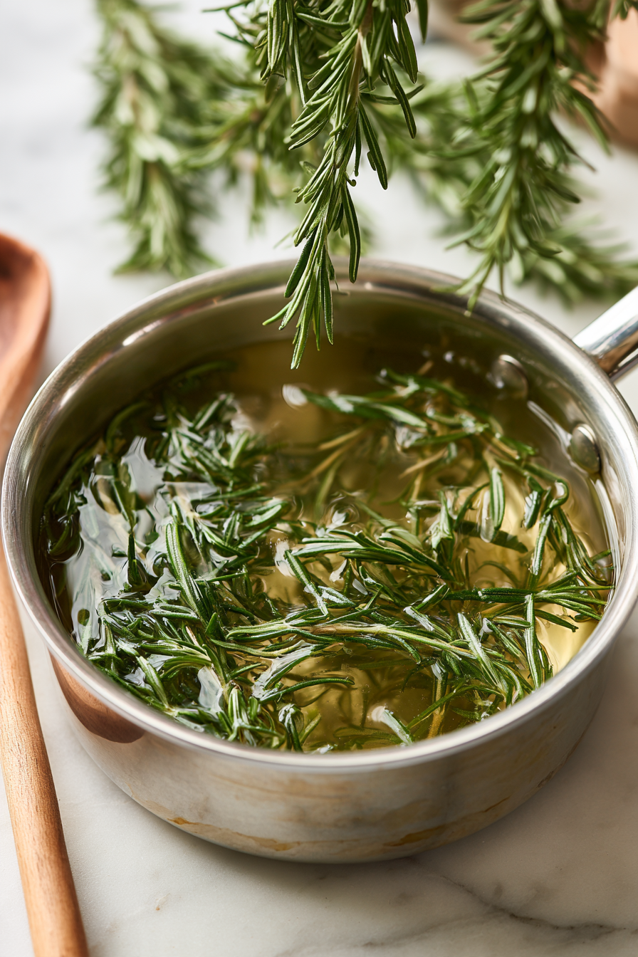Simmer syrup with rosemary sprigs to infuse flavors