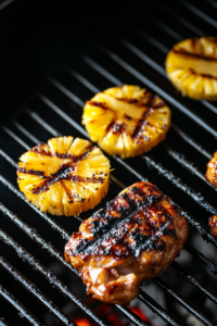 The image shows pineapple being grilled