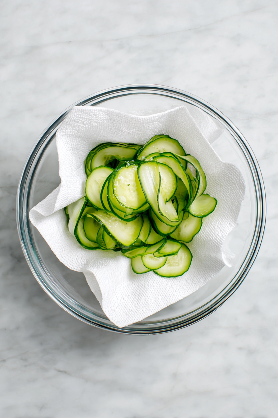 Wrap the cucumber in a paper towel to remove excess moisture.