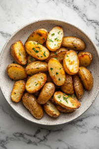 air fryer fingerling potatoes is ready to serve