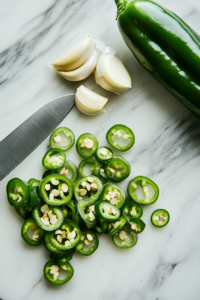 he image shows the Thinly slice 3 garlic cloves.