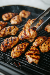 the image show the Chicken is being grilled