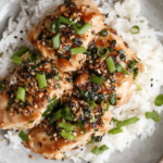 the image shows Garlic Furikake Chicken recdy to serve