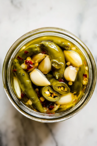 the image shows Pickled Hot Peppers Recipe is ready to serve