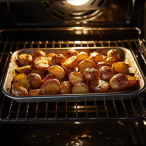 the image shows arranging the potatoes for mini potatoes recipe