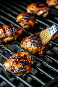 the image shows chicken being grilled