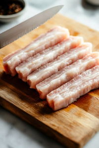 the image shows cutting of the Pork Belly