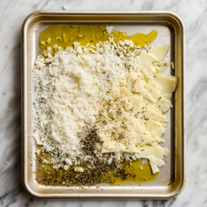 the image shows preparing the sheet pan for mini potatoes recipe.