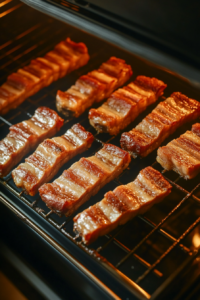 the image shows the pork strips is ready to bake.