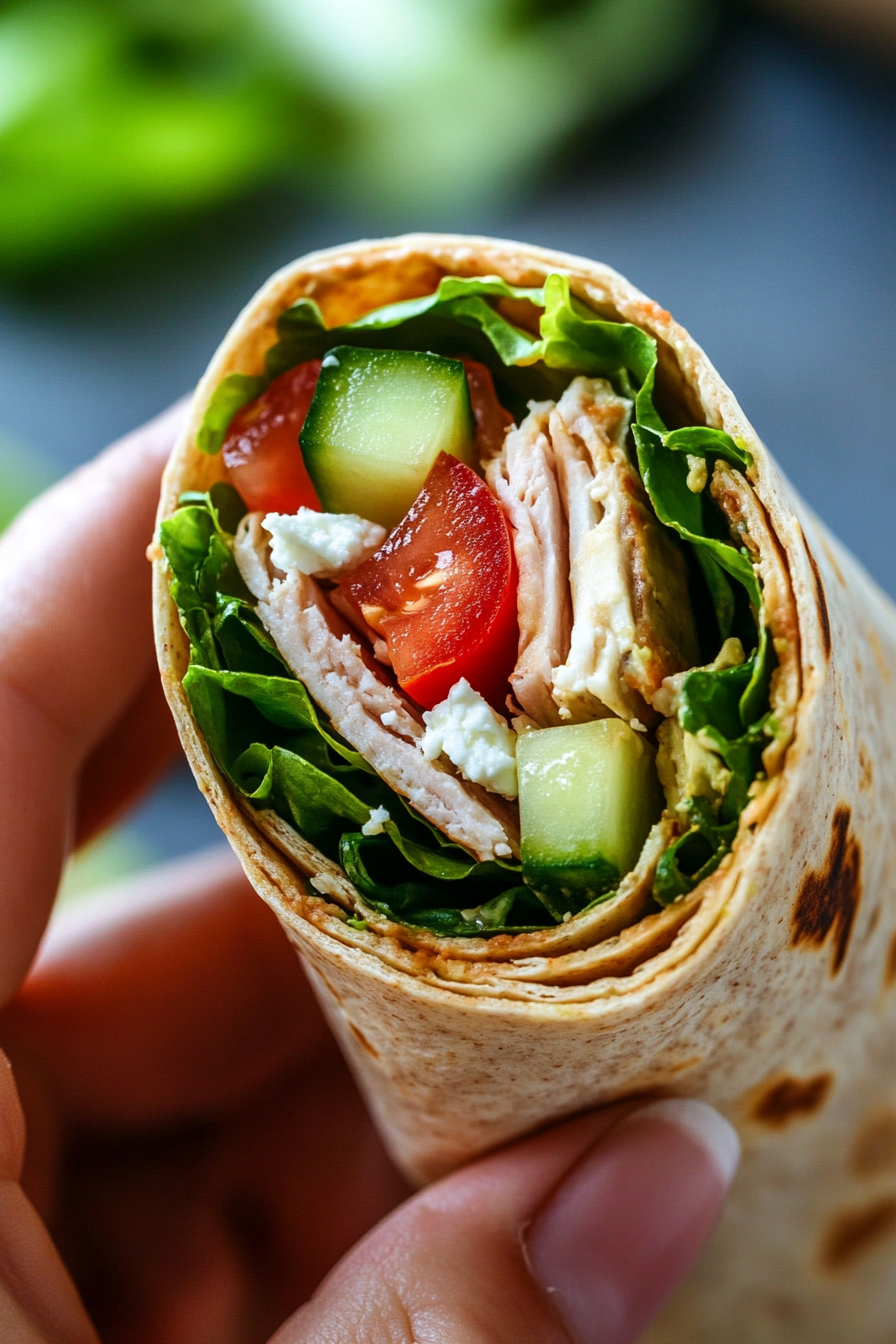 Carefully fold the sides of each tortilla and then roll it up tightly, creating a wrap