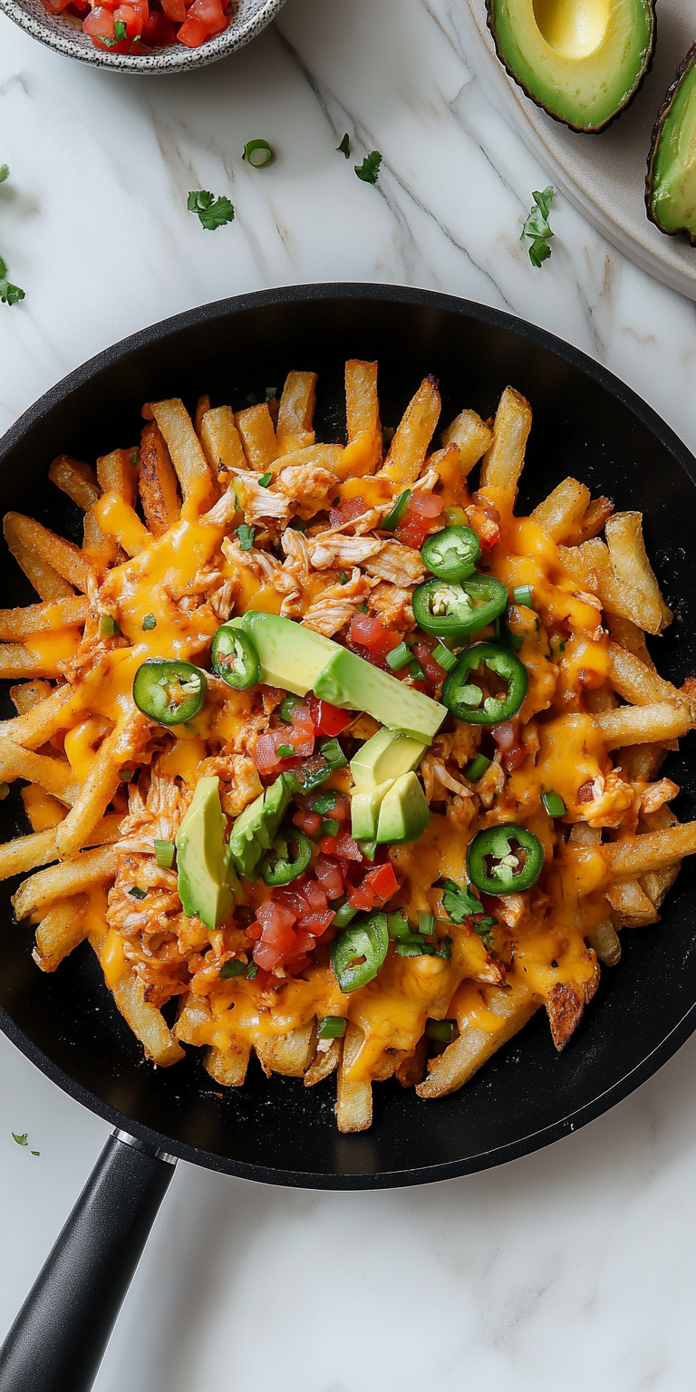 Chicken Tinga Cheese Fries Recipe is ready to serve