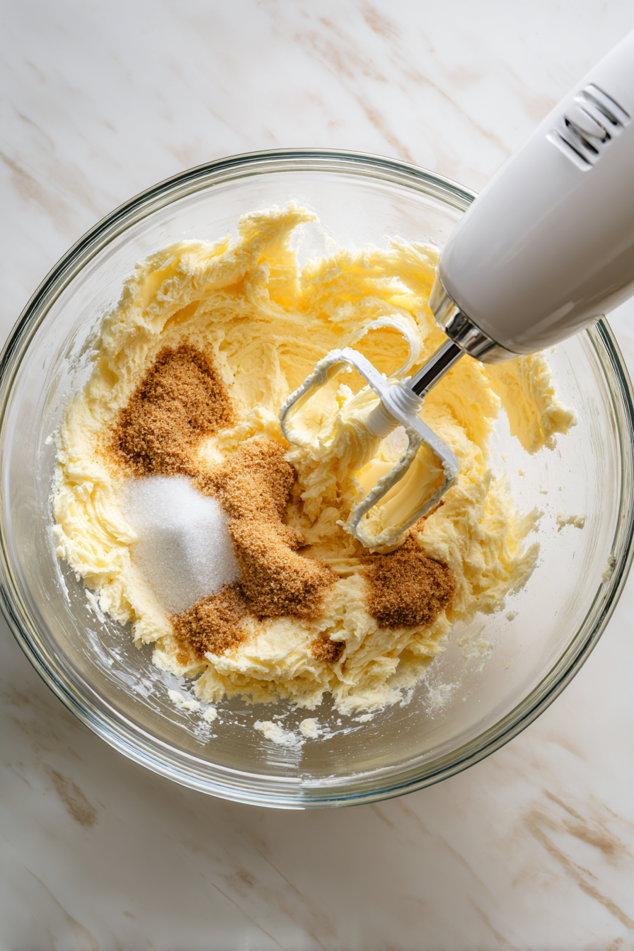 Cream the Butter and Sugars: In a large mixing bowl, combine the softened butter with the brown and granulated sugars. Mix until smooth and fluffy.